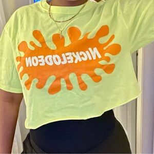 Nickelodeon Lime Green Crop Top with Orange Logo